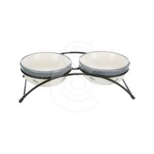 Gamelle Trixie double bol en céramique sur support métal